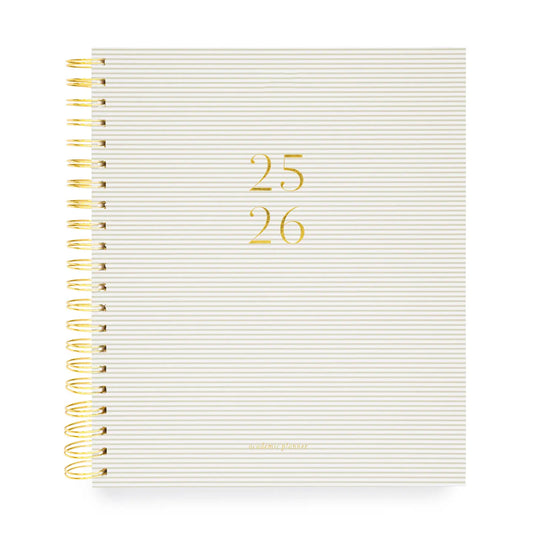 2025-2026 Large Khaki Stripe Weekly Spiral Academic Planner